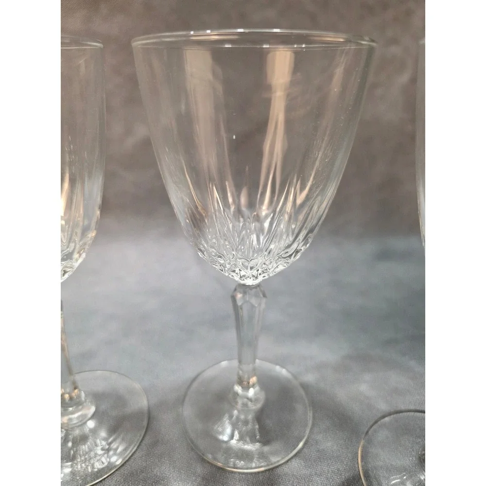 Vintage Cut Crystal Stemware Set 8 Pieces Wine Goblets and Footed Tumblers Clear